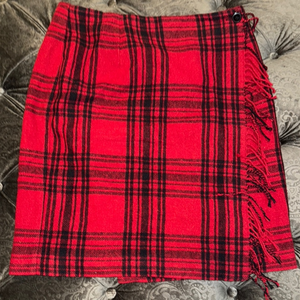 Cambridge Country Red Plaid Women's wool blend Skirt size 14